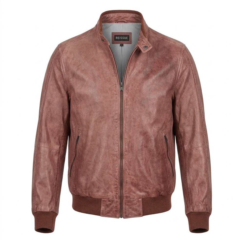 La Marque Collection Regency Branson Brown Leather Bomber Jacket Mens Medium